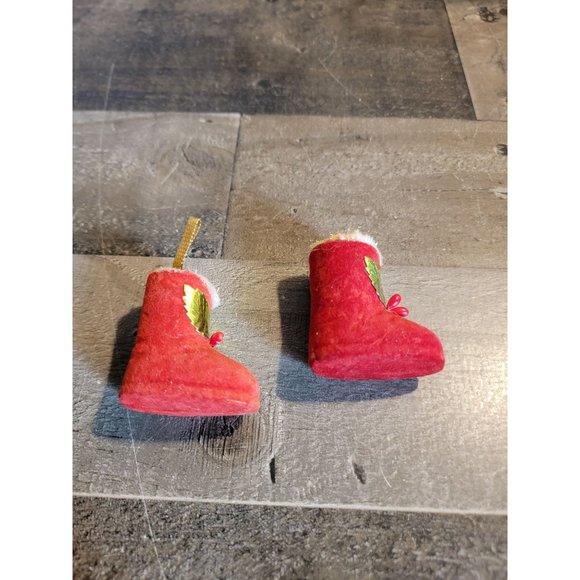 Vintage Stocking boots Mistletoe set ornament xmas - Picture 5 of 5